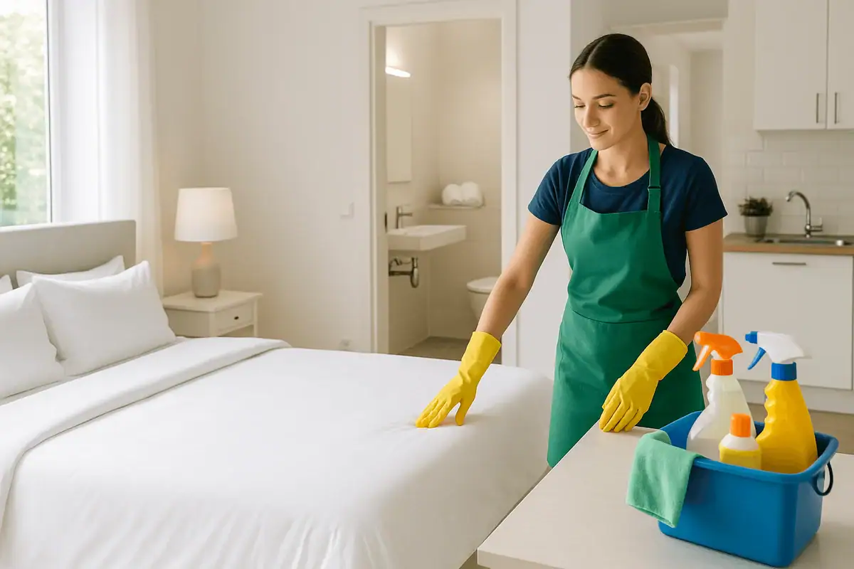 Short term rental in Aurora, IL being prepared between guest stays